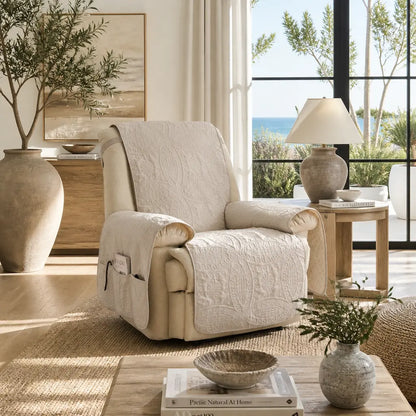 Large Beige Recliner Cover - Recliner 30inch  (Beige Cream)