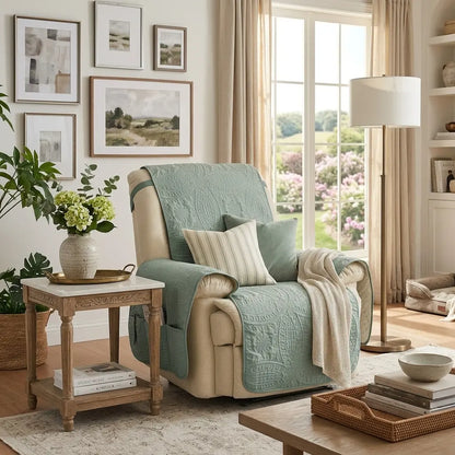 Quilted Recliner Cover - Recliner 22inch  (Sage Blue)